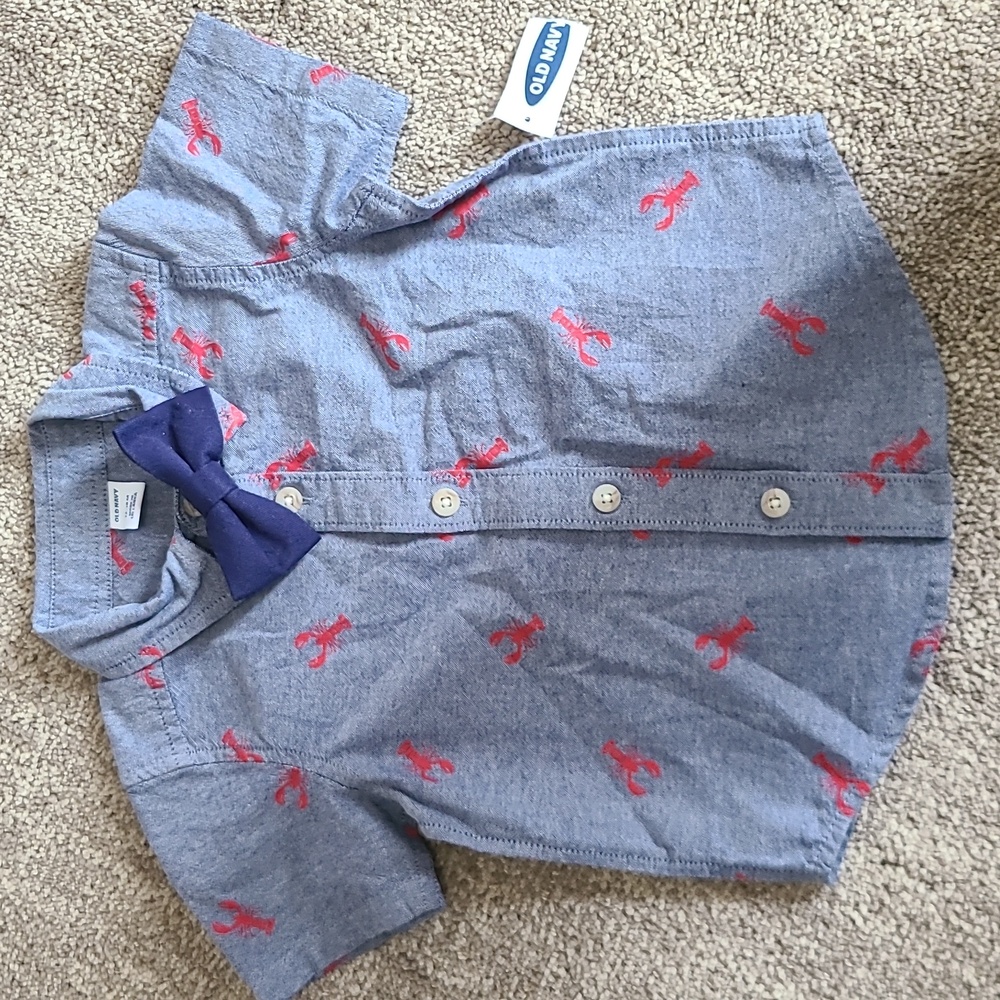 12-18M Lobster Button Down with Bowtie